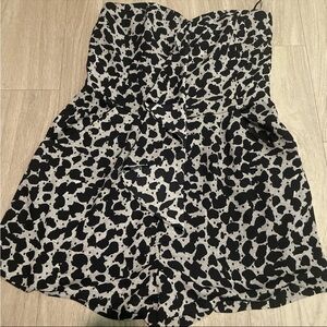 Express Black and White Strapless Patterned Romper